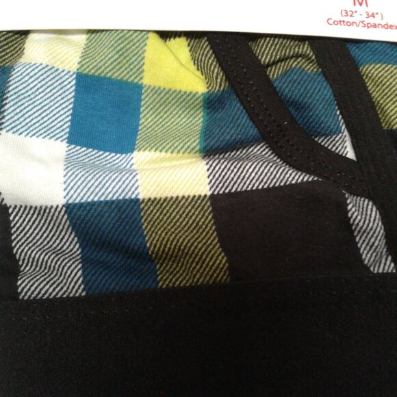 Pico Size M 32 34 Boxer Briefs Mens Cotton Spandex Plaid Black NEW - Picture 2 of 3